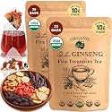 2 Pack of Dr. Lu’s Organic Ginseng Five Treasures Tea Kidney Tea | Ginseng Six Treasures tea for Kidney Cleanse Detox &amp; Repair with Maca Root in Corn Fiber Pyramid Bags (No Plastic/Nylon) | Made in US