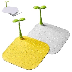 2 pack drain cover toilet floor anti-smell cover silicone bean sprouts floor sink filter sewer deodorant cover silicone filter bathroom hair catcher drainage netyellowwhite