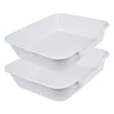 2 Pack Extra Large Dog Litter Box Pan Tray (ABS Material), Low Entry Jumbo Senior Litter Boxes for Multiple Kitten Big Cats, Pet Safe Indoor Dog Potty (Light Gray, 24" L x 20" W)