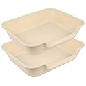 2 Pack Extra Large Dog Litter Box Pan Tray (ABS Material), Low Entry Jumbo Senior Litter Boxes for Multiple Kitten Big Cats, Pet Safe Indoor Dog Potty (Sandbeach, 24" L x 20" W)