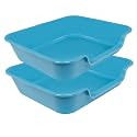 2 Pack Extra Large Dog Litter Box Pan Tray (ABS Material), Low Entry Jumbo Senior Litter Boxes for Multiple Kitten Big Cats, Pet Safe Indoor Dog Potty (Light Blue, 24" L x 20" W)