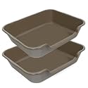2 Pack Extra Large Dog Litter Box Pan Tray (ABS Material), Low Entry Jumbo Senior Litter Boxes for Multiple Kitten Big Cats, Pet Safe Indoor Dog Potty (Chocolate, 24" L x 20" W)