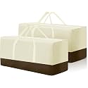 2 Pack Extra Large Patio Outdoor Waterproof Cushion Storage Bag, Outdoor Cushion Furniture Storage Bag with Handles and Zippered 68 x 30 x 20 Inch, Beige 2#