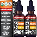 NUSAVA Extra Strength Vitamin D3 K2 Drops 10000 IU, Pack of 2