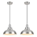 2 Pack Farmhouse Dome Pendant Lights for Kitchen Brushed Nickel