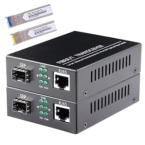 2 pack fiber transceiver 125gs bidi gigabit single-mode fiber ethernet media converter with 2pcs bidi sfp lc module included 101001000base-tx to 1000base-sx smf rj45 to sfp slot up to 30km