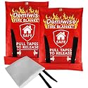 2-Pack Fire Blanket - Large Fiberglass Fire Blanket Fire Suppression Blanket - Fire Blankets Emergency for People - Fire Safety Blanket with Emergency Whistles - Fireblanket for Kitchen, Home