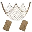 2 Pack Fish Net Decorations, 80x40 Inch Brown Fishing Net Decor for Party