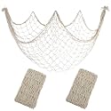 2 Pack Fish Net Decorations, 80x40 Inch Beige Fishing Net Decor for Party
