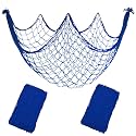 2 Pack Fish Net Decorations, 80x40'' Navy Blue Fishing Net Decor for Party