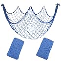 2 Pack Fish Net Decorations, 80x40'' Haze Blue Fishing Net Decor for Party