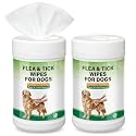 2 Pack Flea & Tick Wipes for Dogs Plant-Based Wipes for Flea and Tick Prevention for Cleaning Dog Kennels and Home Environments 60 Count