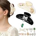 2 Pack Hair Clips with Charms Sets, 4 Inch Large Customizable Claw Clips