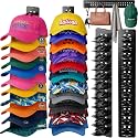 2 Pack Hat Organizer for Baseball Caps, Detachable DIY Hat Rack for Wall Hat Holder Hold up to 22 Hats, Baseball Cap Organizer Cap Holder Hat Hangers for Wall Closet Door Bedroom (C-Black)
