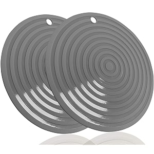 2 pack heat resistant silicone pot holder trivet matsheat proof hot pads flexible jar opener non slip trivet for hot dishes94534diameter durable pot coaster kitchen mats dark gray