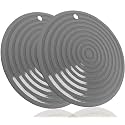 2 Pack Heat Resistant Silicone Pot Holder Trivet Mats,Heat Proof Hot Pads Flexible Jar Opener, Non Slip Trivet for Hot Dishes,9.45"Diameter Durable Pot Coaster Kitchen Mats (Dark Gray)