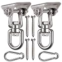 2 Pack Heavy Duty 360° Swivel Swing Hanger, Stainless Steel Hammock Hook for Ceiling Wooden Swing Set Bracket, Punching Bag Hanger for Playground Gym Rope Hammock Chair Swing, 1200 Lb Load