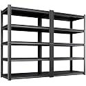 2 Pack Heavy Duty 5-Tier Garage Shelving Unit (2500 LBS Capacity)–71.2"H x 35"W x 16"D Adjustable Metal Storage Rack, Industrial Steel Utility Shelves for Garage, Pantry, Warehouse, and Basement Black