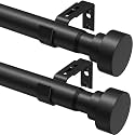 2 Pack Heavy Duty Curtain Rods for Windows 28-90 Inch, Black