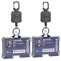 2 Pack Horizontal Badge Holder Retractable Clip,Holds 1-4 Cards