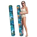 2 Pack Inflatable Pool Noodle Floats, 54'' Large Swimming Pool Noodles for Floating, Fabric Covered Swim Noodles for Adults (2 Colors)