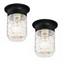 Design House 2-Pack Jelly Jar 1-Light Indoor/Outdoor Flush Mount Ceiling Light, Black, 587576