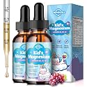 2 Pack Kids Magnesium Glycinate Liquid Drops with Omega-3, Ashwagandha, Vitamin B6, D3, K2, Calcium &amp; Chamomile - Magnesium Drops for Kids Sleep, Calm, Focus, Brain &amp; Mood - Grape Flavor