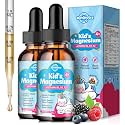 2 Pack Kids Magnesium Glycinate Liquid Drops with Omega-3, Ashwagandha, Vitamin B6, D3, K2, Calcium &amp; Chamomile - Magnesium Drops for Kids Sleep, Calm, Focus, Brain &amp; Mood - Mixed Berry Flavor