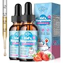 2 Pack Kids Magnesium Glycinate Liquid Drops with Omega-3, Ashwagandha, Vitamin B6, D3, K2, Calcium & Chamomile - Magnesium Drops for Kids Sleep, Calm, Focus, Brain & Mood - Strawberry Flavor