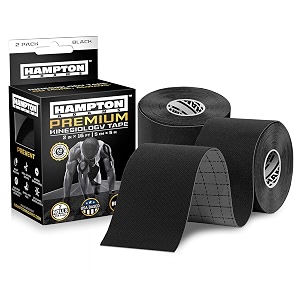 2 pack kinesiology tape for physical therapy sports athletes  latex free elastic 16ft water resistant kinetic uncut kinesio tape for knee pain elbow amp shoulder muscle - black