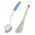 2 Pack Kitchen Scrub Brush, 2 in 1 Water Bottle Brush with Removable Straw Cleaner Dish Scrub Brush with Scraper Tip for Dishes, Pans, Bottle, Cups, Pot, Sink