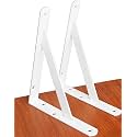 2 Pack L10 x H 8" White Heavy Duty Shelf Brackets with Screws Metal Shelf Brackets Shelf Support Angle Brackets for Shelves L Brackets Heavy Duty Floating Shelf