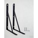 2 Pack L11 x H 8" Black Heavy Duty Shelf Brackets with Screws Metal Shelf Brackets Shelf Support Angle Brackets for Shelves L Brackets Heavy Duty Floating Shelf