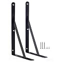 2 Pack L12 x H 8" Black Heavy Duty Shelf Brackets with Screws Metal Shelf Brackets Shelf Support Angle Brackets for Shelves L Brackets Heavy Duty Floating Shelf