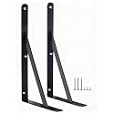 2 Pack L18 x H 12" Black Heavy Duty Shelf Brackets with Screws Metal Shelf Brackets Shelf Support Angle Brackets for Shelves L Brackets Heavy Duty Floating Shelf
