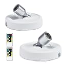 2-Pack LED Spotlight Battery Operated Picture Lights, Puck Lights with 2 Remote, Dimmable Stick Spot Lights with Timmer for Wall Display Painting Dartboard Artwork Accent Closet