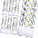 6 Pack Led Shop Lights,4FT LED Light 60W 6500K 7500LM Led Cold White,Garage Light Linkable Clear Cover Integrated U-Shape for Garage Warehouse Workbench Workshop
