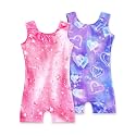 2 Pack Leotard for Girls Gymnastics Sparkly Sleeveless Unitards