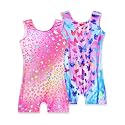 2 Pack Leotard for Girls Gymnastics Sparkly Sleeveless Unitards