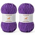 2 Pack Lilac Fluffy Velvet Yarn for Crocheting, Chunky Chenille Baby Blanket Yarn for Crochet, Soft Fuzzy Puzzle Yarn for Knitting, (100g/3.53oz Each) Bulky Thick Amigurumi Crochet Yarns