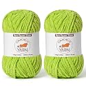 2 Pack Lime Green Fluffy Velvet Yarn for Crocheting,Chunky Chenille Baby Blanket Yarn for Crochet,Soft Fuzzy Puzzle Yarn for Knitting,(100g/3.53oz Each) Bulky Thick Amigurumi Crochet Yarns