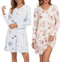 Kabento 2 Pack Long Sleeve Nightgowns for