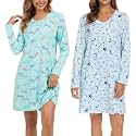 Kabento 2 Pack Long Sleeve Nightgowns for