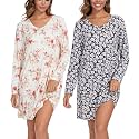 Kabento 2 Pack Long Sleeve Nightgowns for
