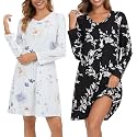 Kabento 2 Pack Long Sleeve Nightgowns for