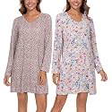 Kabento 2 Pack Long Sleeve Nightgowns for