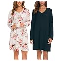 Kabento 2 Pack Long Sleeve Nightgowns for