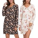 Kabento 2 Pack Long Sleeve Nightgowns for