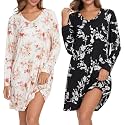 Kabento 2 Pack Long Sleeve Nightgowns for