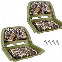 2 Pack Low Back Folding Boat Seats, Foldable Fishing Boat Chairs-Camouflage